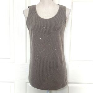 Lafayette 148 Cashmere Sequin Sleeveless Sweater Shell